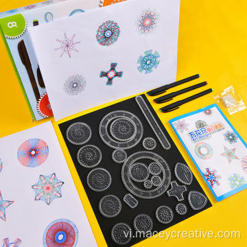 28pcs Kids Craft Vẽ bộ thước hình học Spirograph